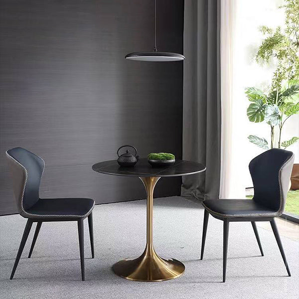 Runde zweifarbige Esstisch Sintered Stone Tisch Luxus mit Tulpbasis