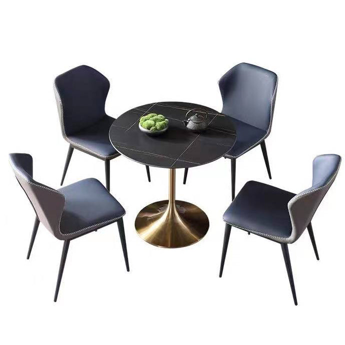 Runde zweifarbige Esstisch Sintered Stone Tisch Luxus mit Tulpbasis
