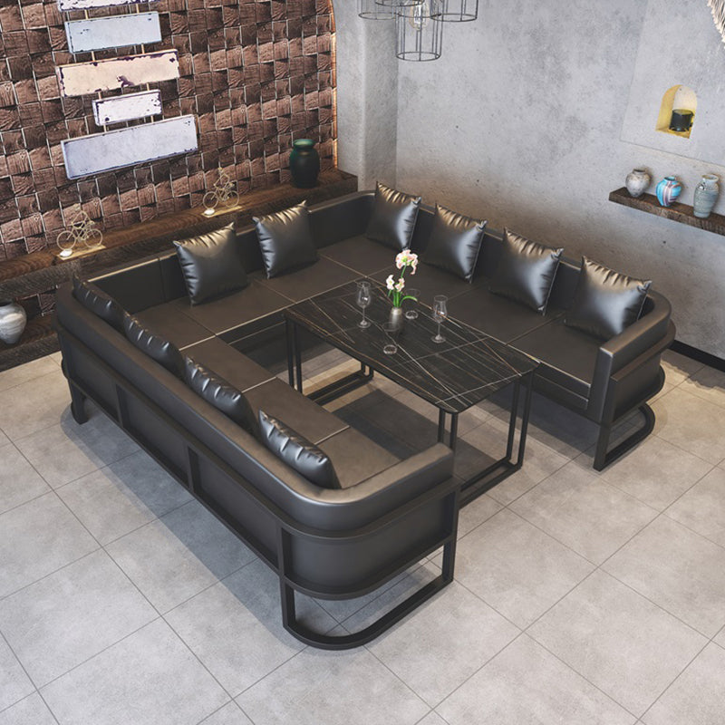 Industrial Sintered Stone Dinner Room Kitchen Table Black Sled Base Table for Dinning Room