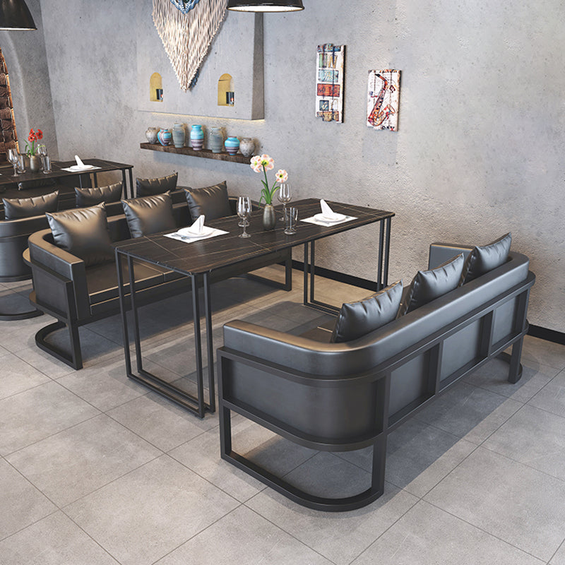 Industrial Sintered Stone Dinner Room Kitchen Table Black Sled Base Table for Dinning Room