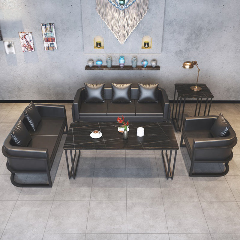 Industrial Sintered Stone Dinner Room Kitchen Table Black Sled Base Table for Dinning Room
