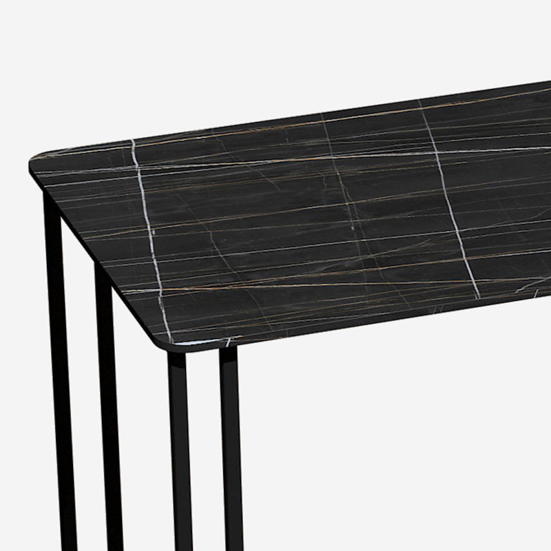 Industrial Sintered Stone Dinner Room Kitchen Table Black Sled Base Table for Dinning Room