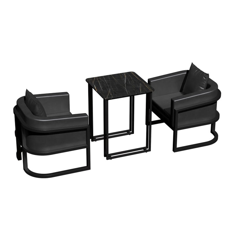 Industrial Sintered Stone Dinner Room Kitchen Table Black Sled Base Table for Dinning Room