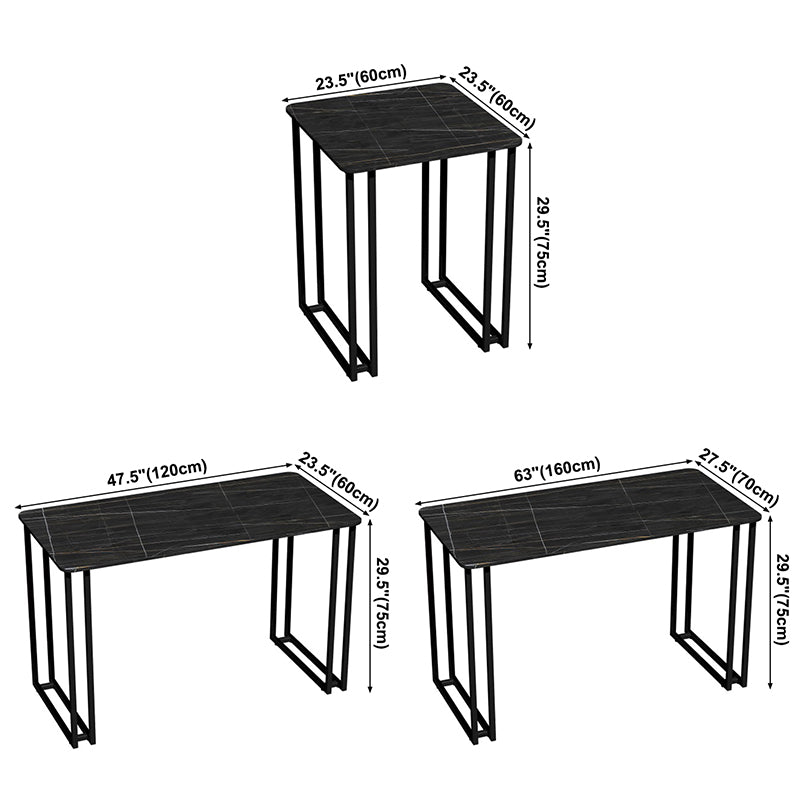 Industrial Sintered Stone Dinner Room Kitchen Table Black Sled Base Table for Dinning Room