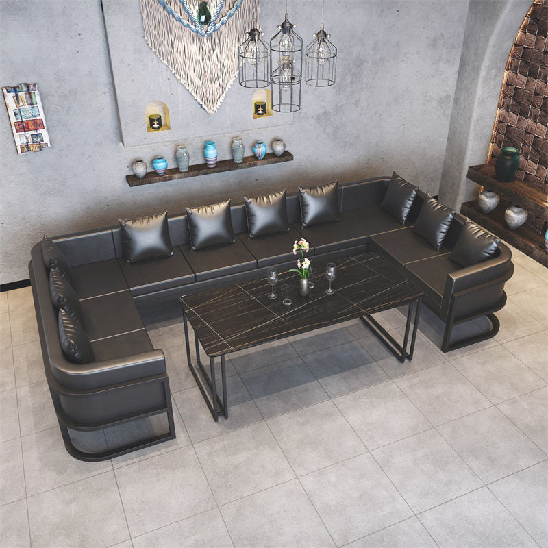 Industrial Sintered Stone Dinner Room Kitchen Table Black Sled Base Table for Dinning Room
