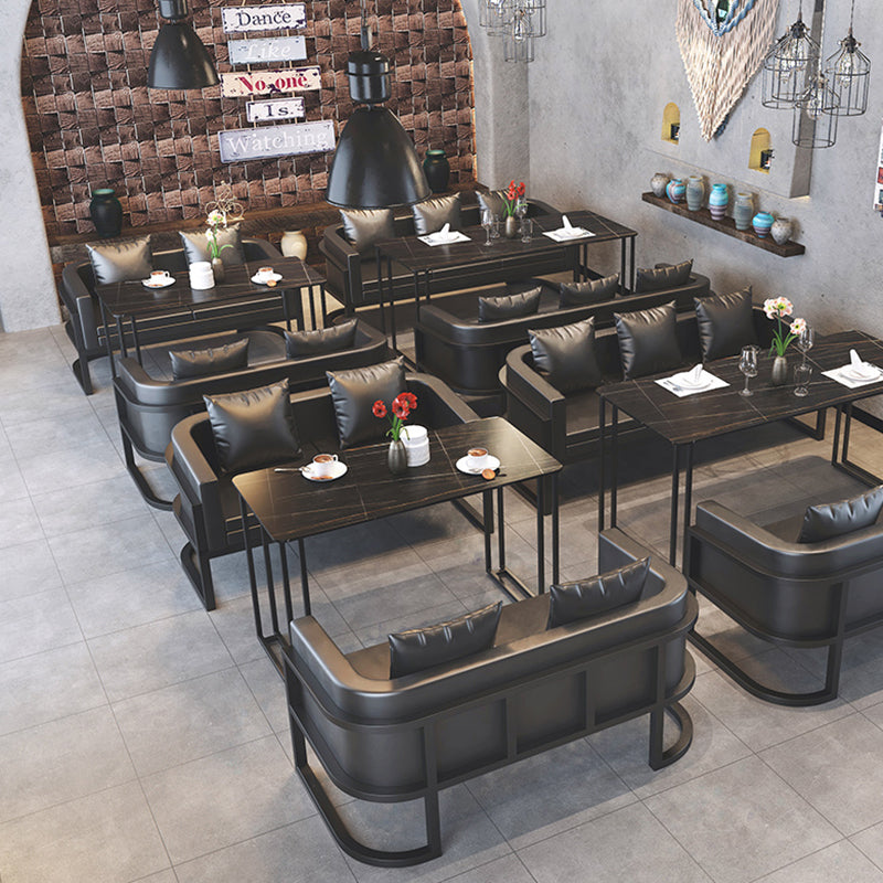 Industrial Sintered Stone Dinner Room Kitchen Table Black Sled Base Table for Dinning Room