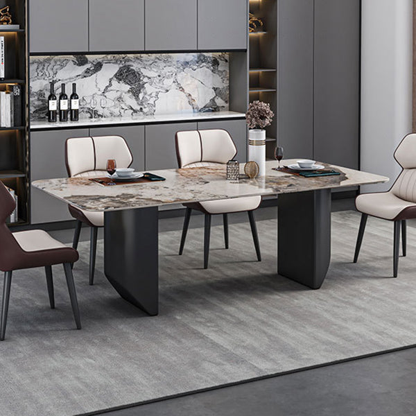 Sintered Stone Top Esstisch Rechtecktisch mit Metalldoppelpodest