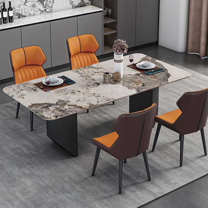 Sintered Stone Top Esstisch Rechtecktisch mit Metalldoppelpodest