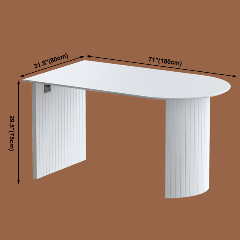 Eigentijdse huis dennen vaste houten eettafel vrije vorm tafel met dubbele voetstukbasis
