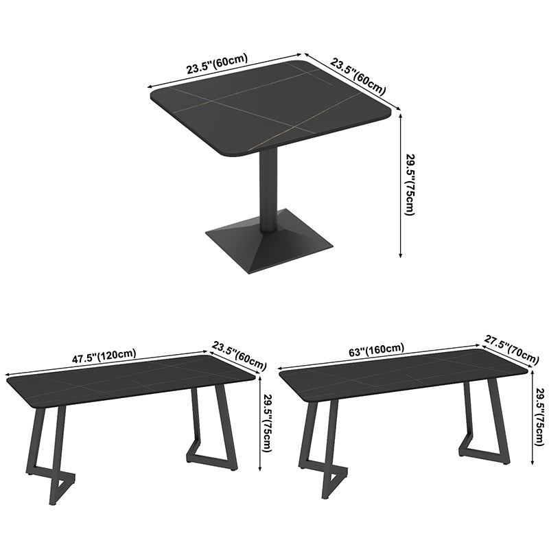 Industrial Style Sintered Stone Dinner Room Kitchen Table Black Metal Base Table for Dinning Room