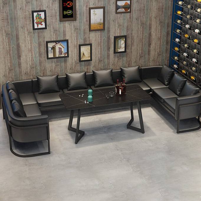 Industrial Style Sintered Stone Dinner Room Kitchen Table Black Metal Base Table for Dinning Room