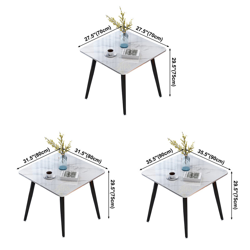 Square Industrial Dining Table White Tone Fixed Table with Sintered Stone