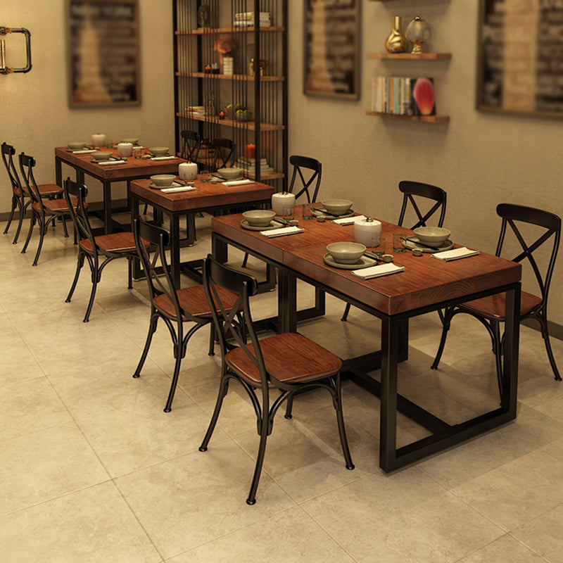 Tavolo da cucina in legno in legno massiccio industriale Tavolo quadrata marrone per sala da pranzo