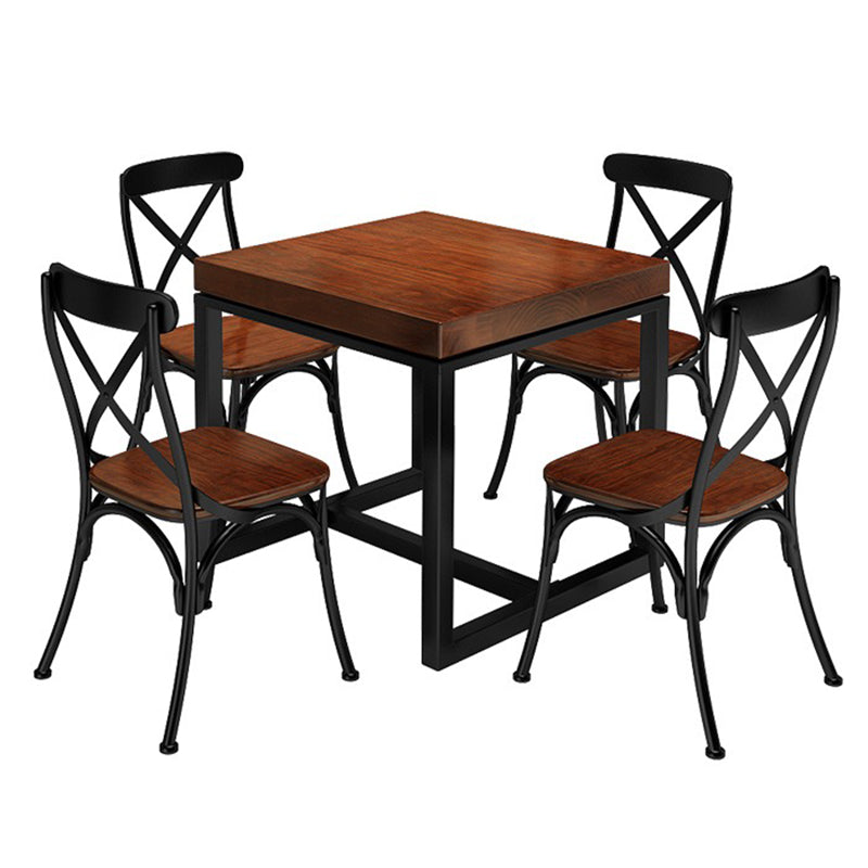 Tavolo da cucina in legno in legno massiccio industriale Tavolo quadrata marrone per sala da pranzo
