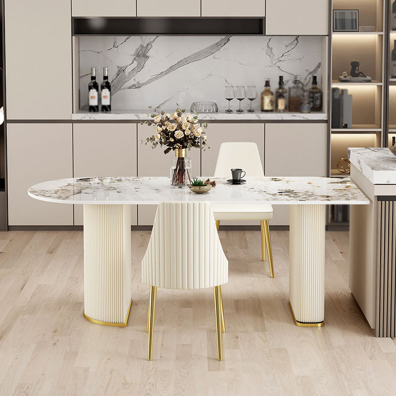 Metal Traditional Luxury Free Form Indoor Table Sintered Stone Table for Dining Room