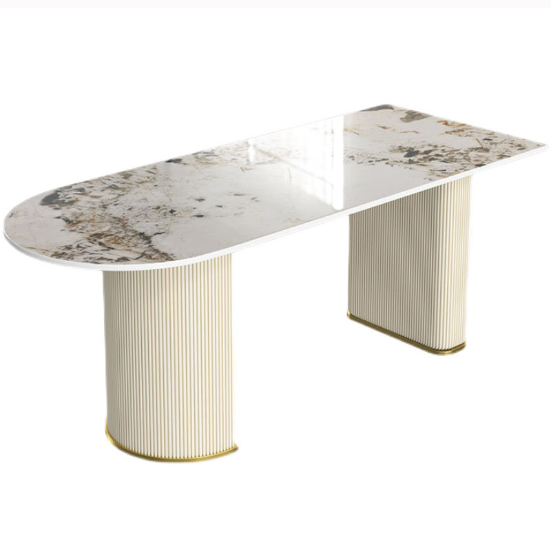 Metal Traditional Luxury Free Form Indoor Table Sintered Stone Table for Dining Room
