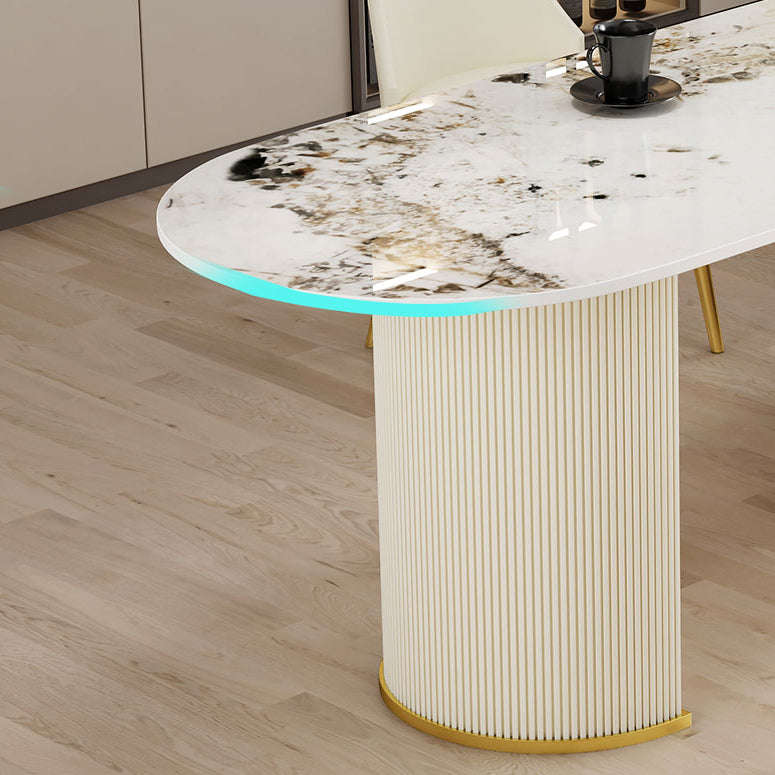 Metal Traditional Luxury Free Form Indoor Table Sintered Stone Table for Dining Room