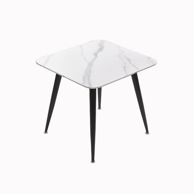 Square Sintered Stone White Dining Table Industrial 4 Legs Table for Dining Room