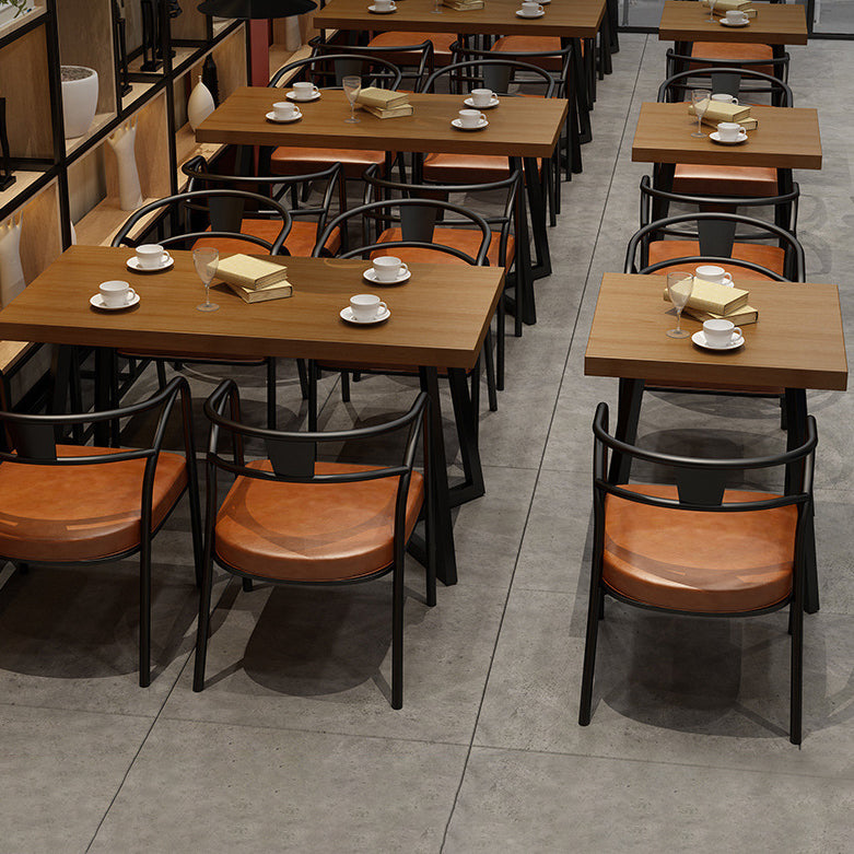 Industrial Solid Wood Dinner Room Kitchen Table Brown Sled Base Table for Dinning Room