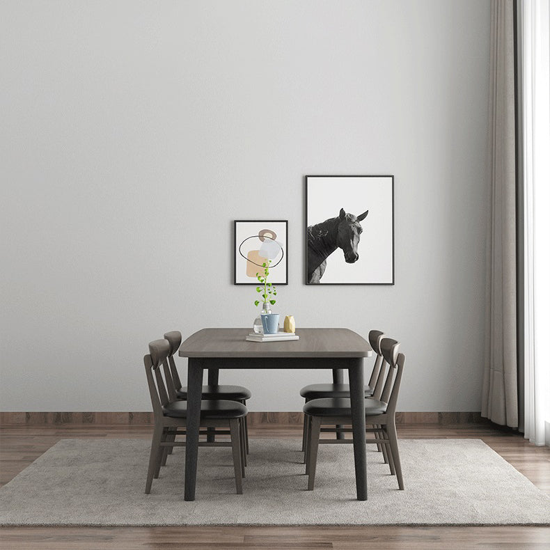 Rechteck Whit Eiche Holztisch moderner Esstisch mit 4 Beinen in Walnuss