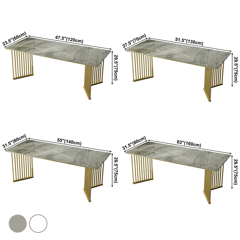 Luxe huis gesinterde stenen eettafel rechthoekige tafel met dubbele voetstukbasis