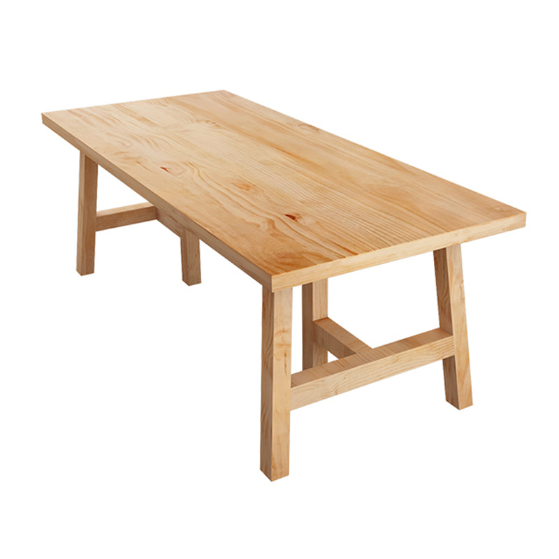 Rectangle Pine Solid Wood Table Modern Dining Table with Double Pedestal