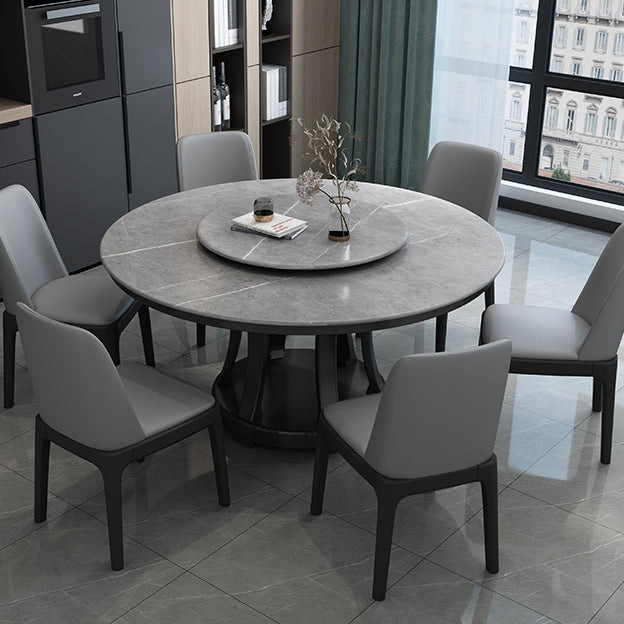 Contemporary Sintered Stone Round Dining Table Standard Kitchen Dining Table with Pedestal Base