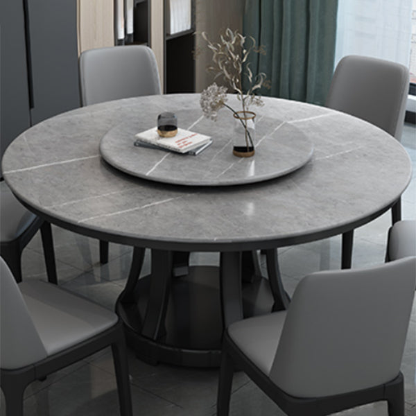 Contemporary Sintered Stone Round Dining Table Standard Kitchen Dining Table with Pedestal Base