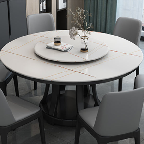 Contemporary Sintered Stone Round Dining Table Standard Kitchen Dining Table with Pedestal Base