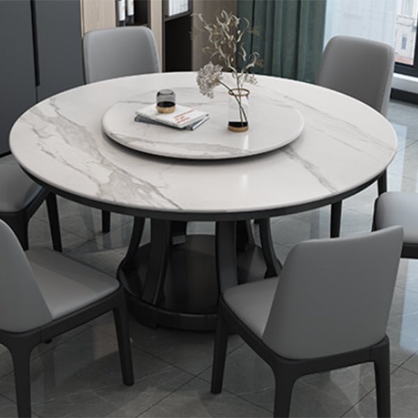 Contemporary Sintered Stone Round Dining Table Standard Kitchen Dining Table with Pedestal Base