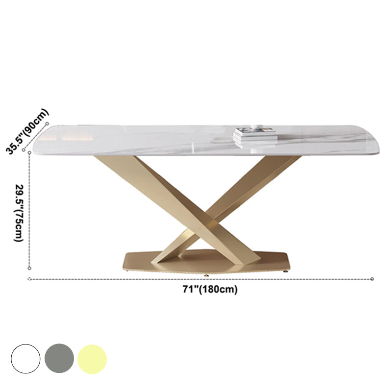 Luxury Sintered Stone Dining Table Rectangle Shape Table with Single Pedestal Base