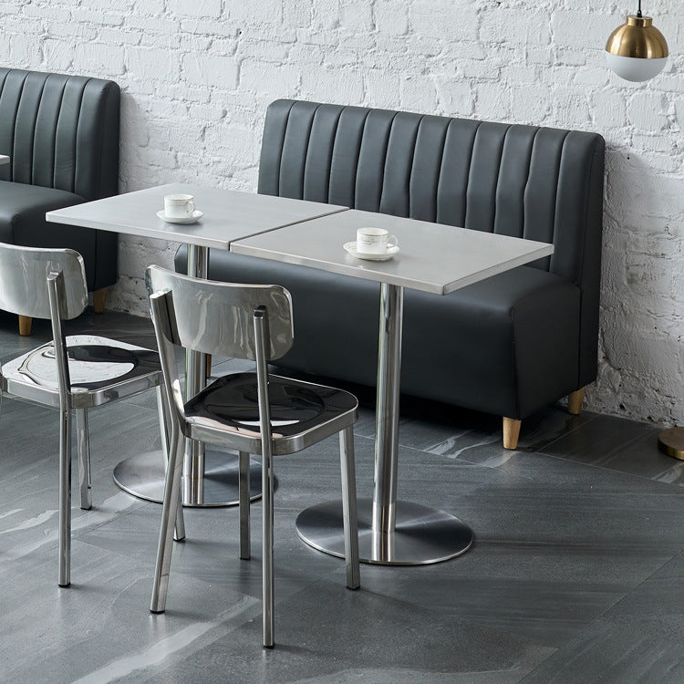 Industrial Dining Room Table Stainless Steel Table with Pedestal Table
