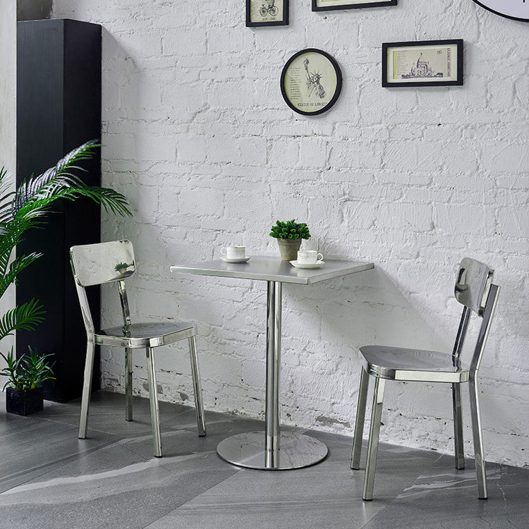 Industrial Dining Room Table Stainless Steel Table with Pedestal Table