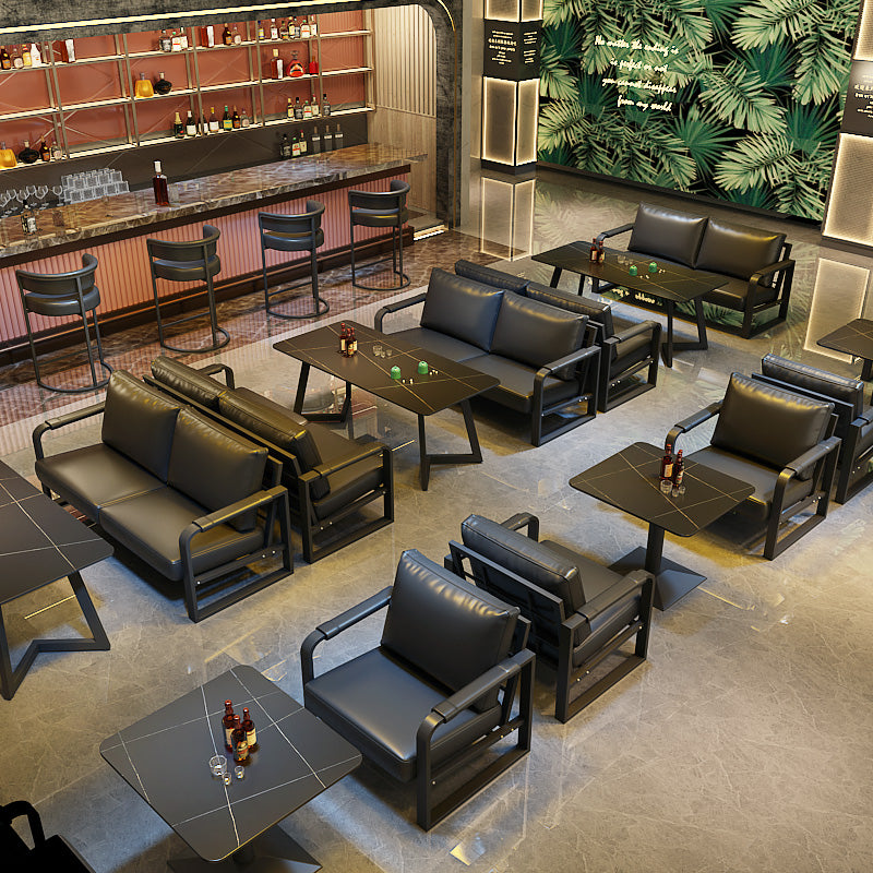 Industrial Style Sintered Stone Dinner Room Kitchen Table Black Sled Base Table for Dinning Room