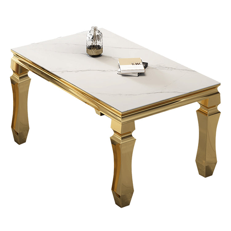 Metal Traditional Luxury Rectangle Dining Table Sintered Stone Table with 4 Legs