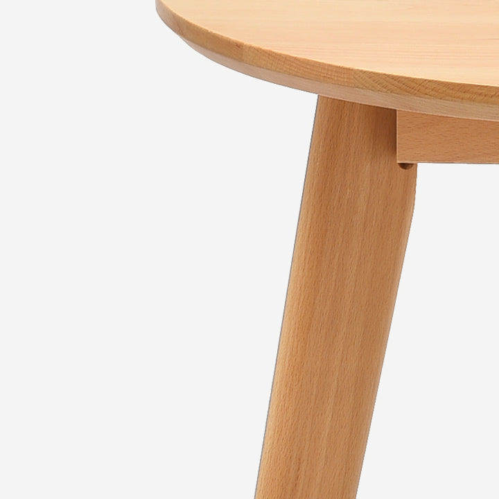 Round Minimalist Dining Table Wood Color Fixed Table with Beech Solid Wood
