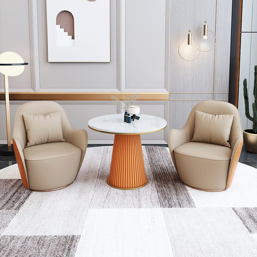 Round Dinette Table Traditional Luxury Dinner Room Kitchen Table with Metal Base