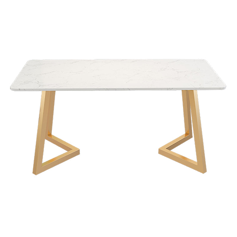 Metal Mesa de comedor de piedra sinterizada de rectángulo de lujo tradicional con base de trineo
