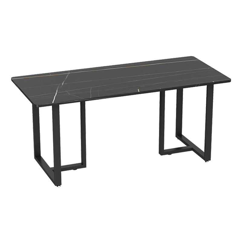 Industrial Sintered Stone Dinner Room Kitchen Table Black Table with Metal Base for Dinning Room