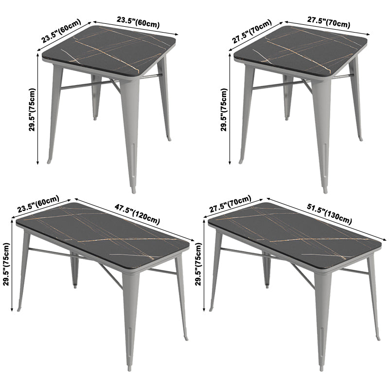 Mesa de comedor industrial Mesa de comedor de piedra sinterizada negra con base de trineo