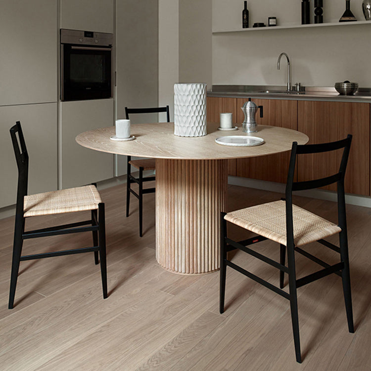 Mesa de comedor moderna de color de madera con madera sólida de pino