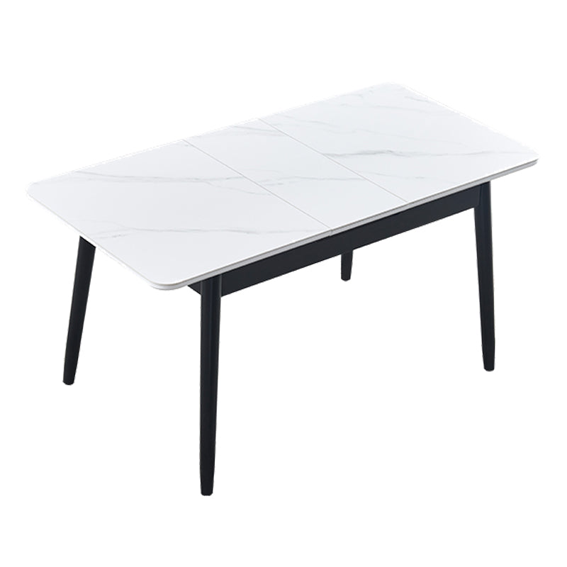 Contemporary Rectangle Dining Room Table White Sintered Stone Table with 4 Legs