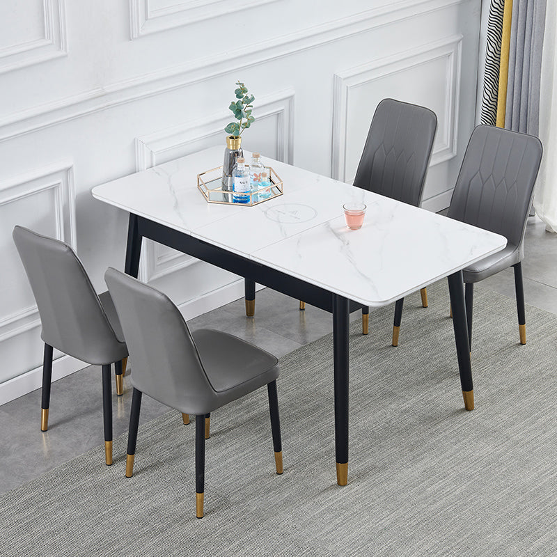 Contemporary Rectangle Dining Room Table White Sintered Stone Table with 4 Legs