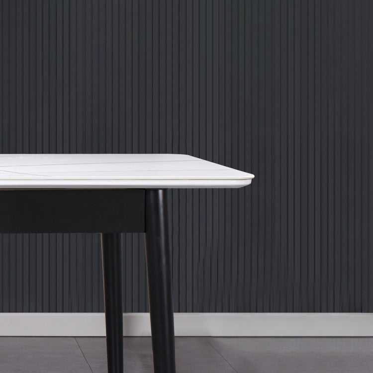 Contemporary Rectangle Dining Room Table White Sintered Stone Table with 4 Legs