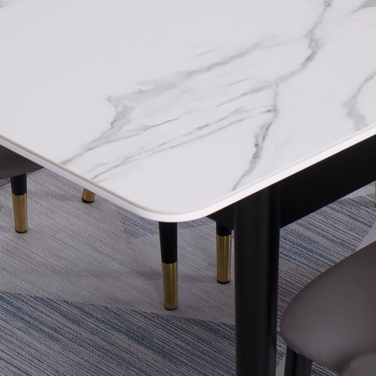 Contemporary Rectangle Dining Room Table White Sintered Stone Table with 4 Legs