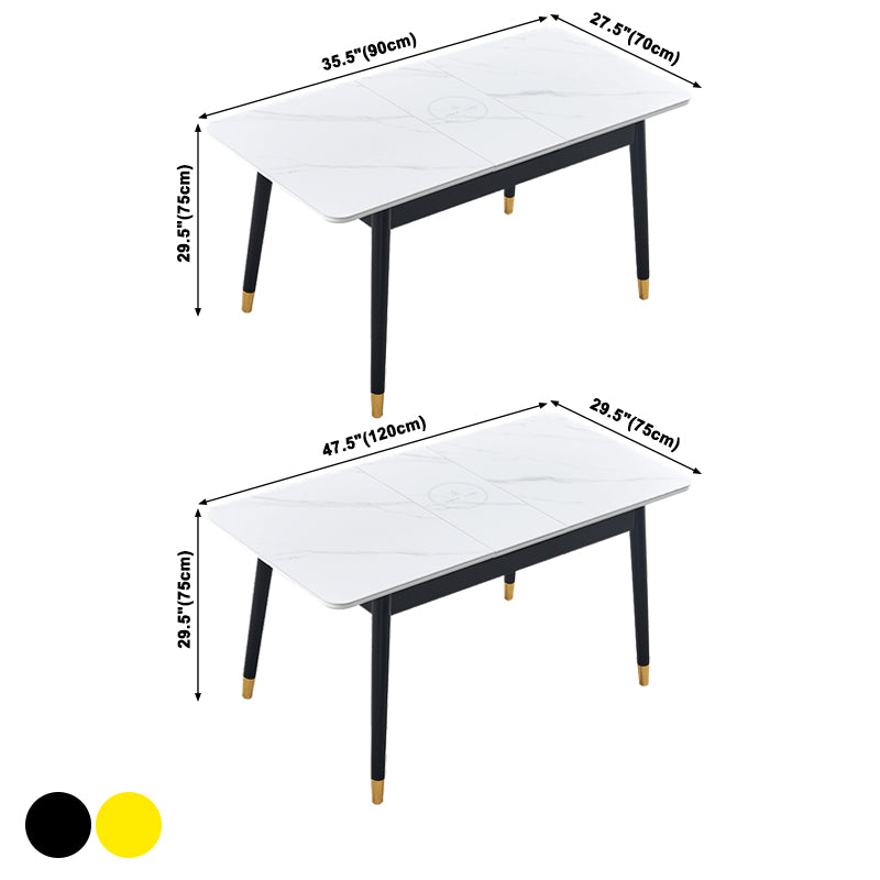 Contemporary Rectangle Dining Room Table White Sintered Stone Table with 4 Legs