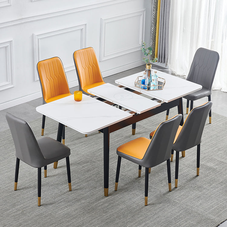 Contemporary Rectangle Dining Room Table White Sintered Stone Table with 4 Legs
