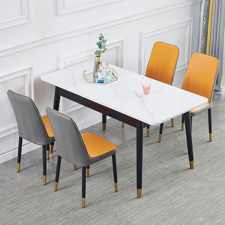 Contemporary Rectangle Dining Room Table White Sintered Stone Table with 4 Legs