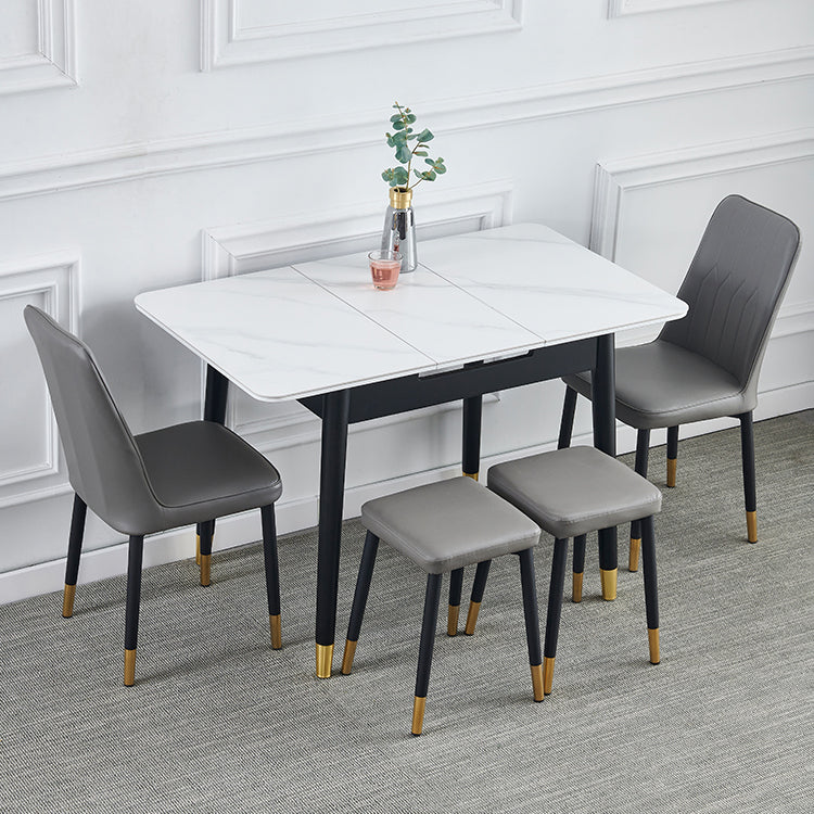 Contemporary Rectangle Dining Room Table White Sintered Stone Table with 4 Legs