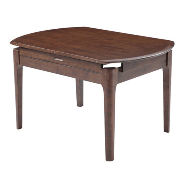 Extendable Rubber Wood Round Table Modern Adjustable Wood Table with 4 Legs